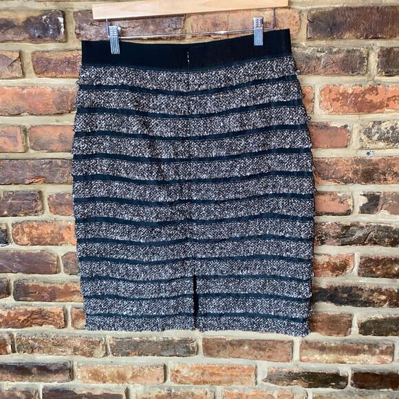 Carlisle Black Multicolor Silk Wool Blend Knee Length Straight Pencil Skirt 8 - Picture 5 of 7